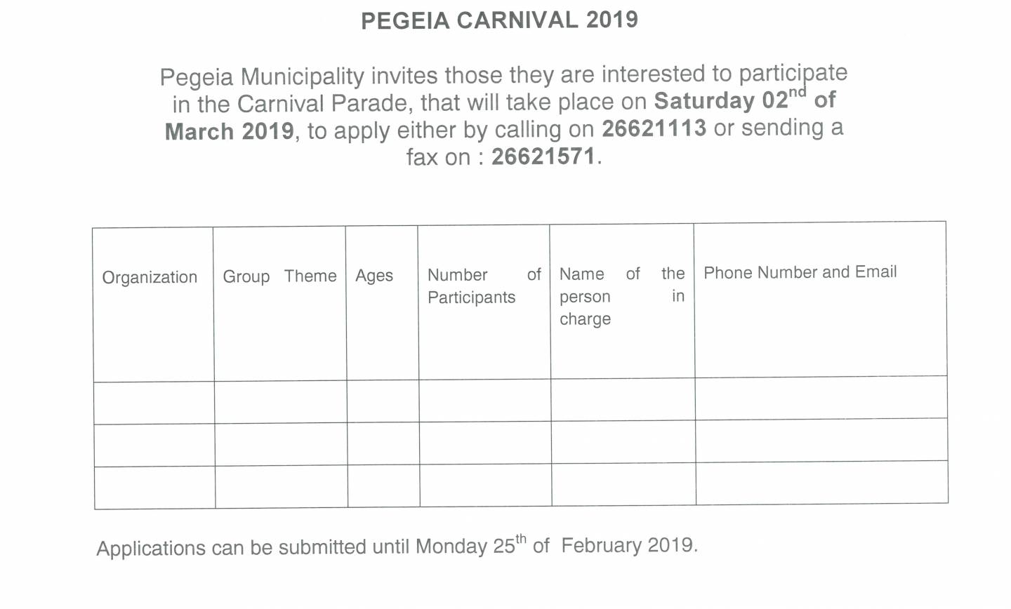 PEGEIA CARNIVAL 2019