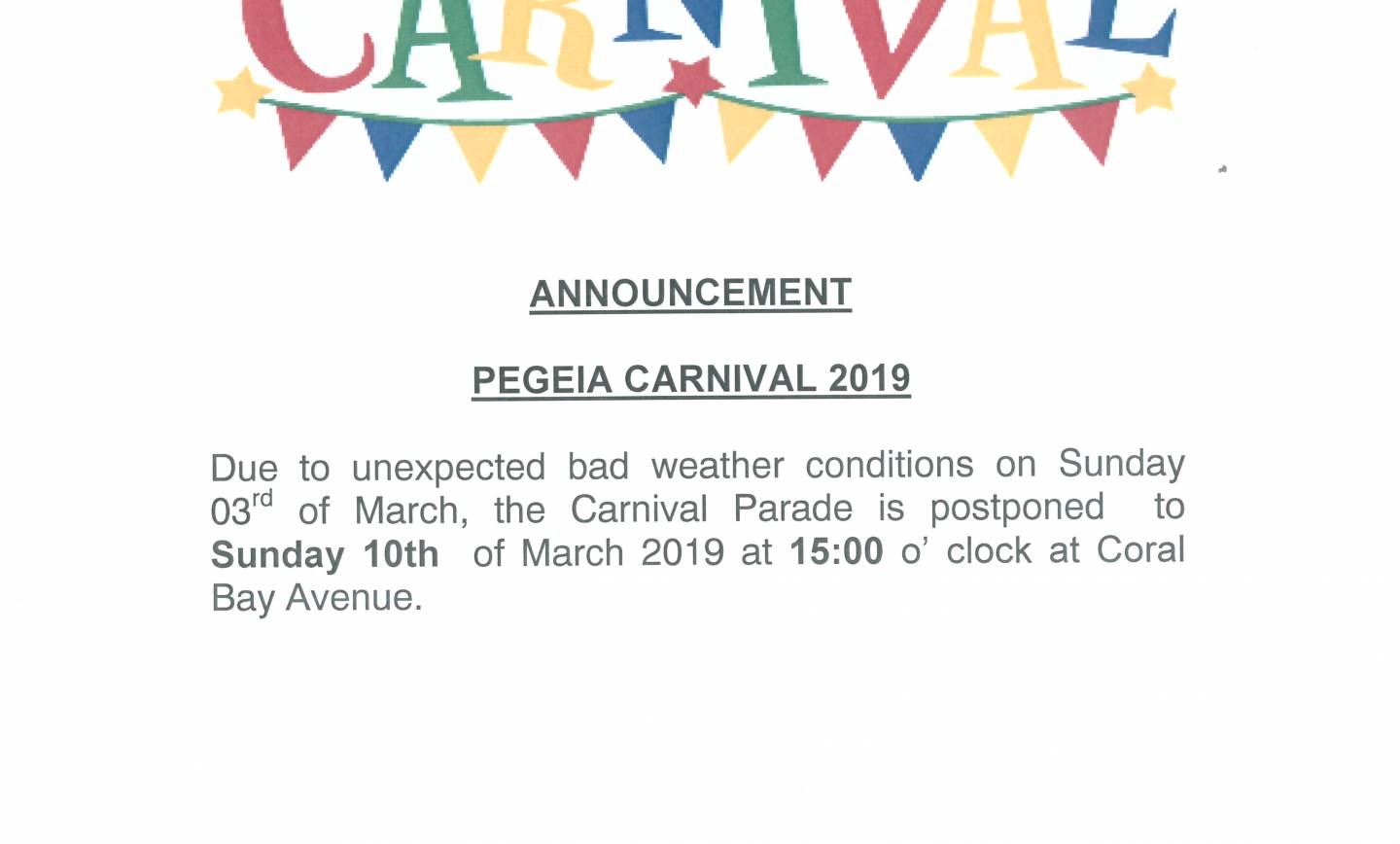 Postponement of the Carnival Parade